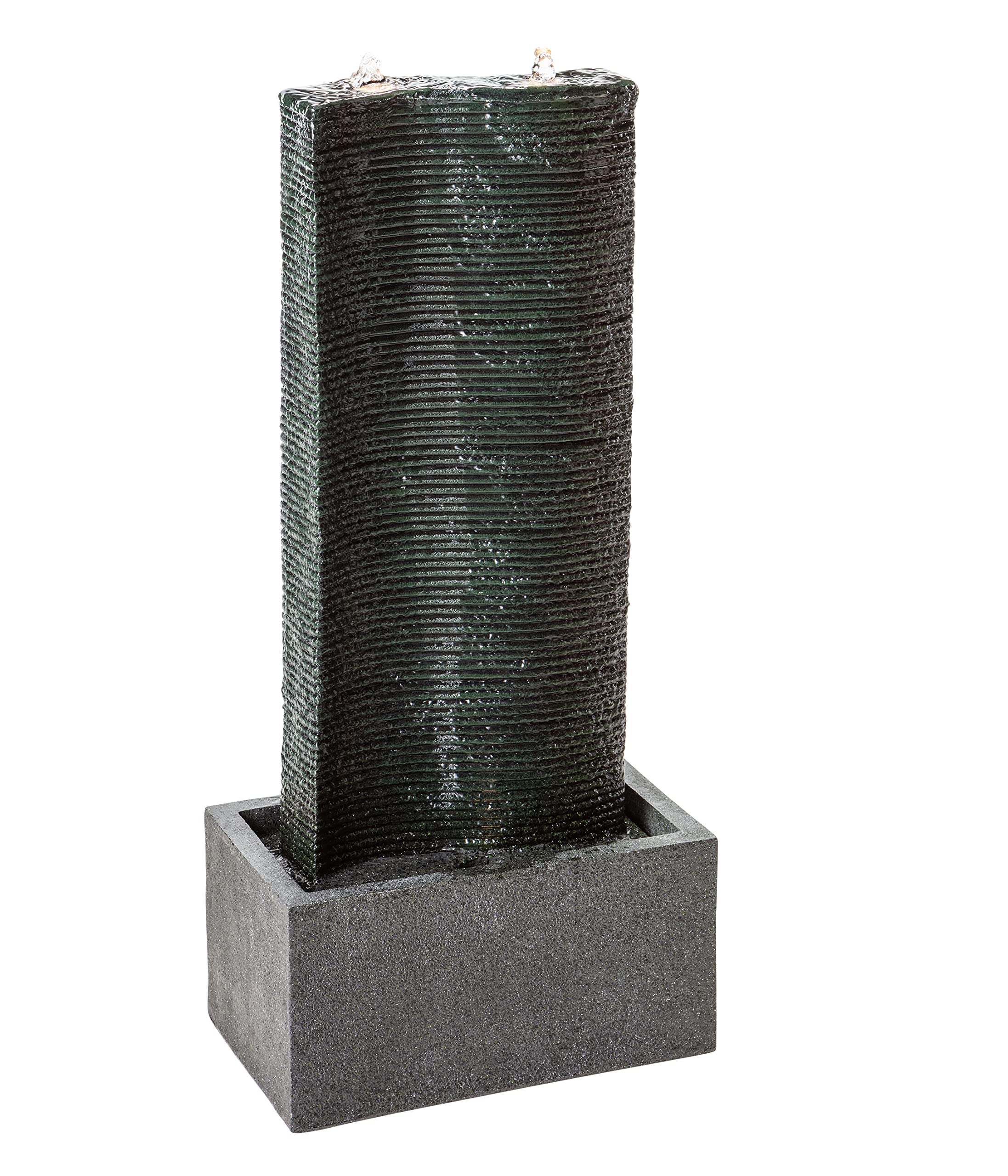 Dehner Gartenbrunnen Muro mit LED Beleuchtung, Steinoptik, ca. 80.5 x 37 x 22.5 cm, Polyresin, dunkelgrau