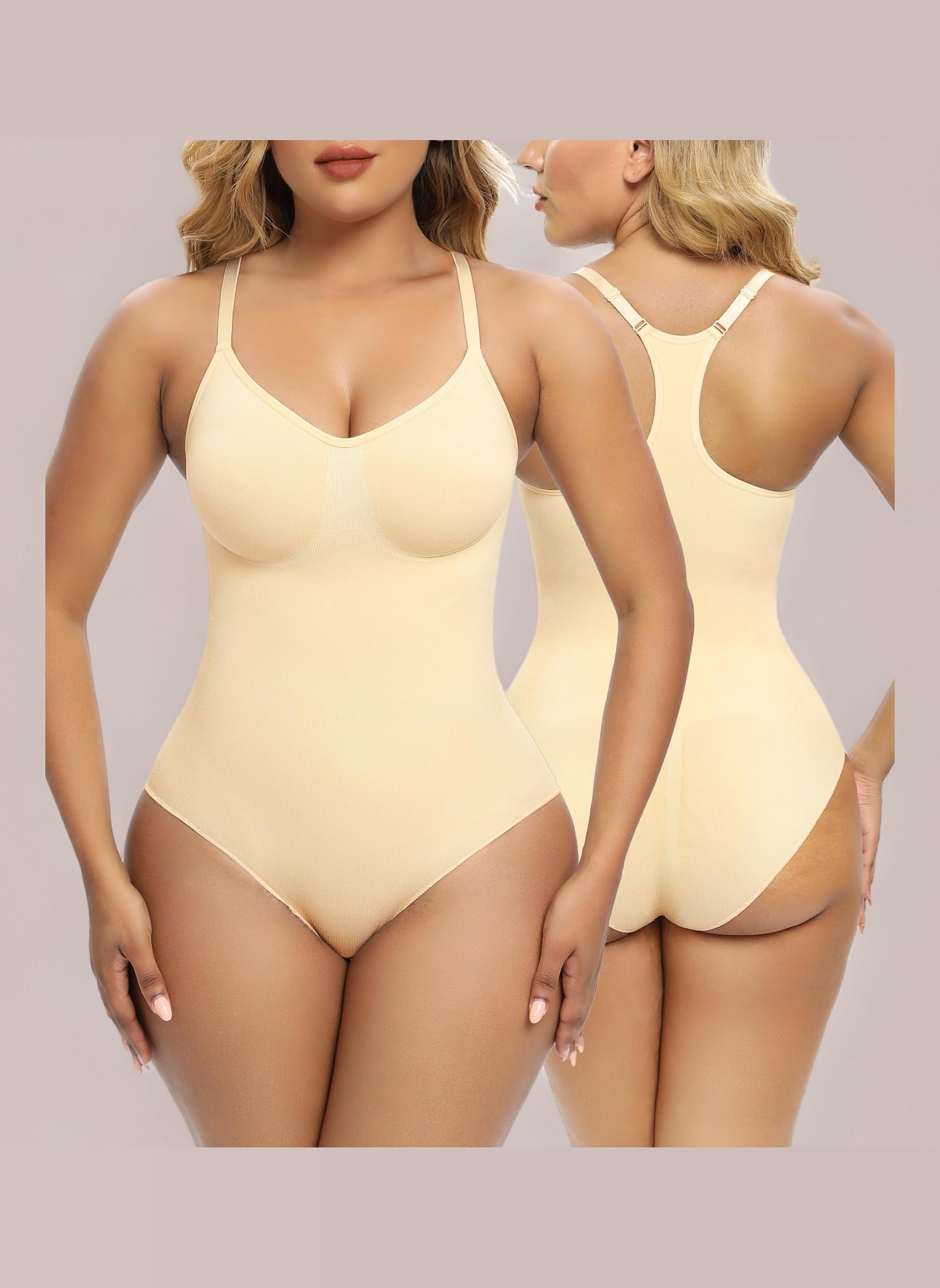 SHAPERX Bodysuit Shapewear for Women Tummy Control Racerback Seamless Body Shaper Tank Top