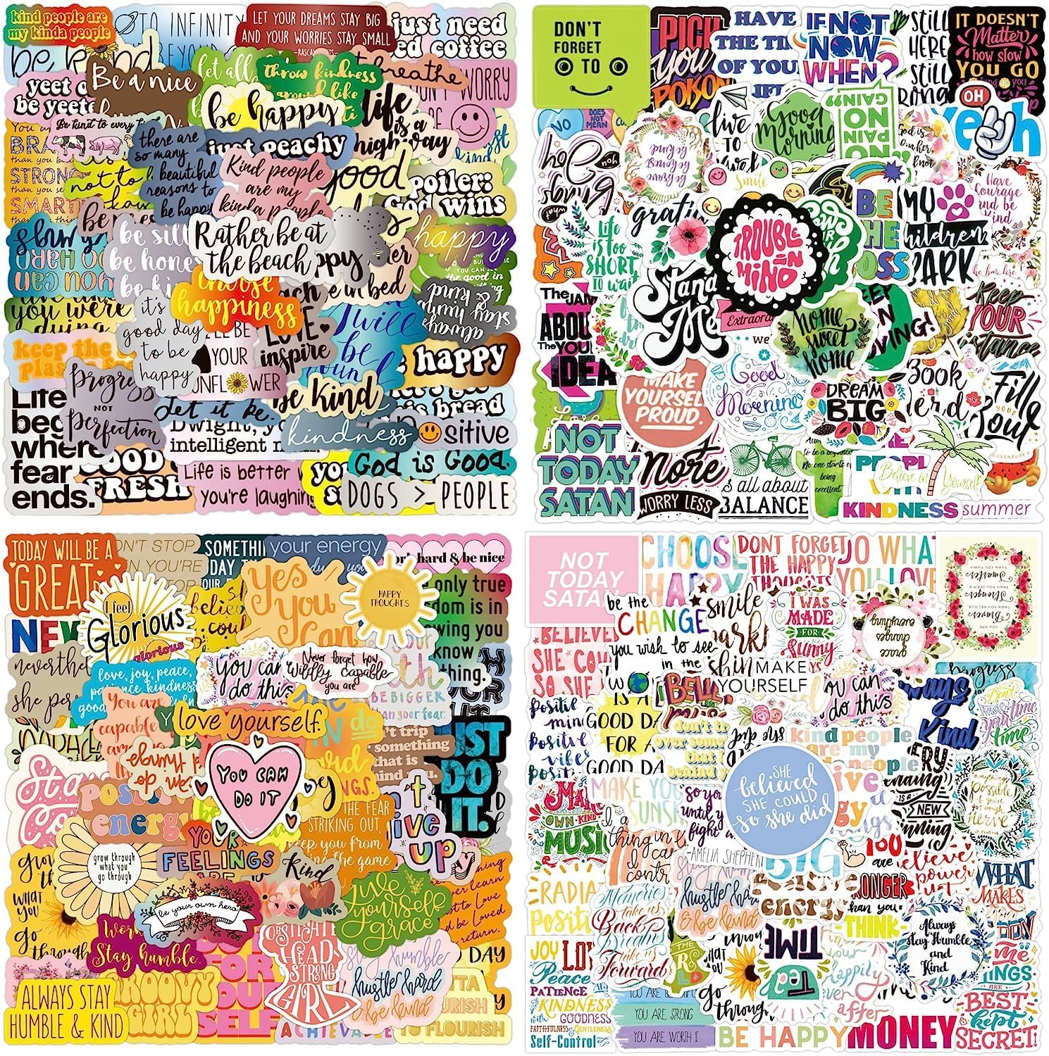 Paporich 200PCS Motivational Quote Stickers,Inspirational Stickers Pack, Positive Words Vinyl Stickers,Non-repeating Graffiti Stickers,Suitable for Laptop, Waterbottle, Phone Cases, Cups, Computers