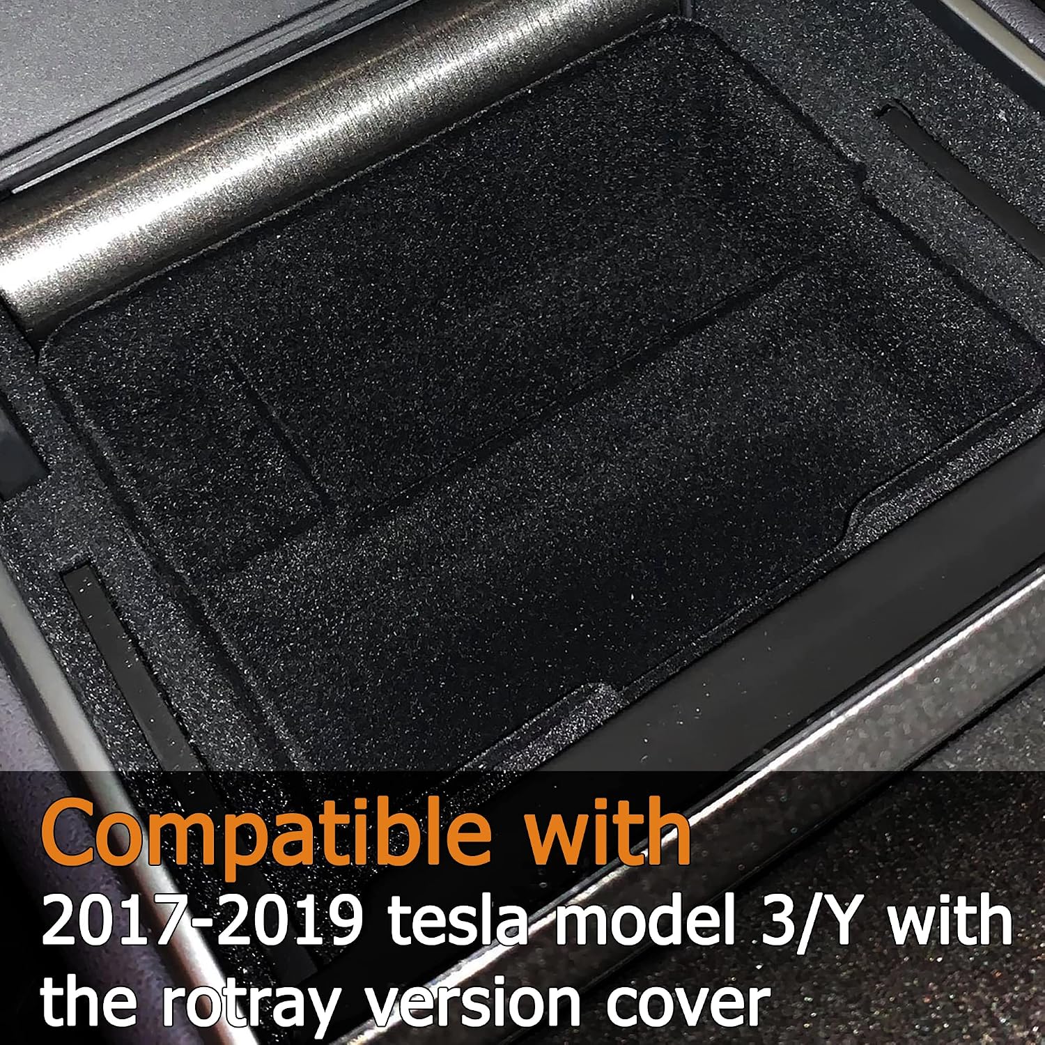 JKCOVER Flocked Center Console Tray Organizer Compatible with Tesla Model 3 (2017 2018 2019) /Model Y Custom Accessory （Not Fit Tesla Model 3 Produced After June 2020 and Model Y）