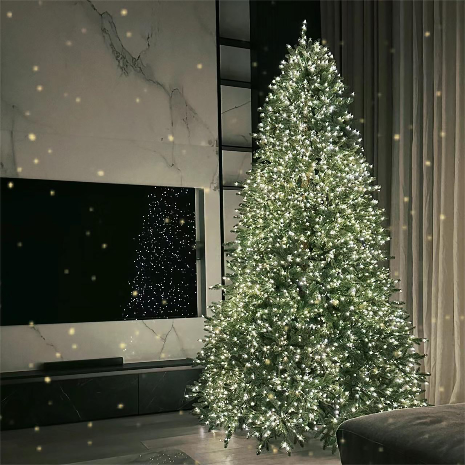 Amazon.co.jp: ライト付き高級ヒンジ付きクリスマスツリー、リモコン