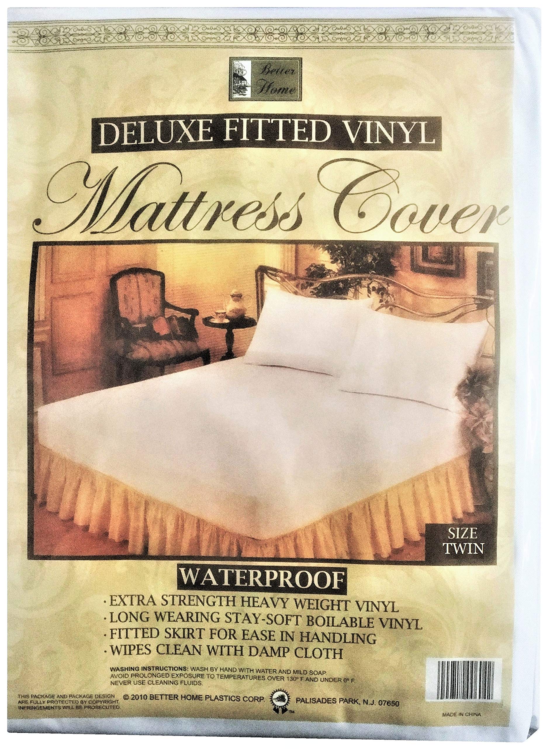 Better Home Fitted Mattress Protector Heavy-Duty Vinyl Cover Twin