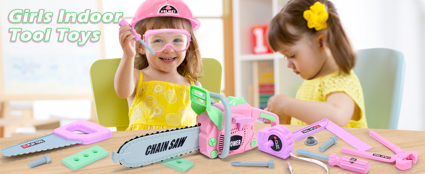tou ki❤️ Amazon.com: Skirtoy Pink Chainsaw Set, Kids Pretend Play Tool Set