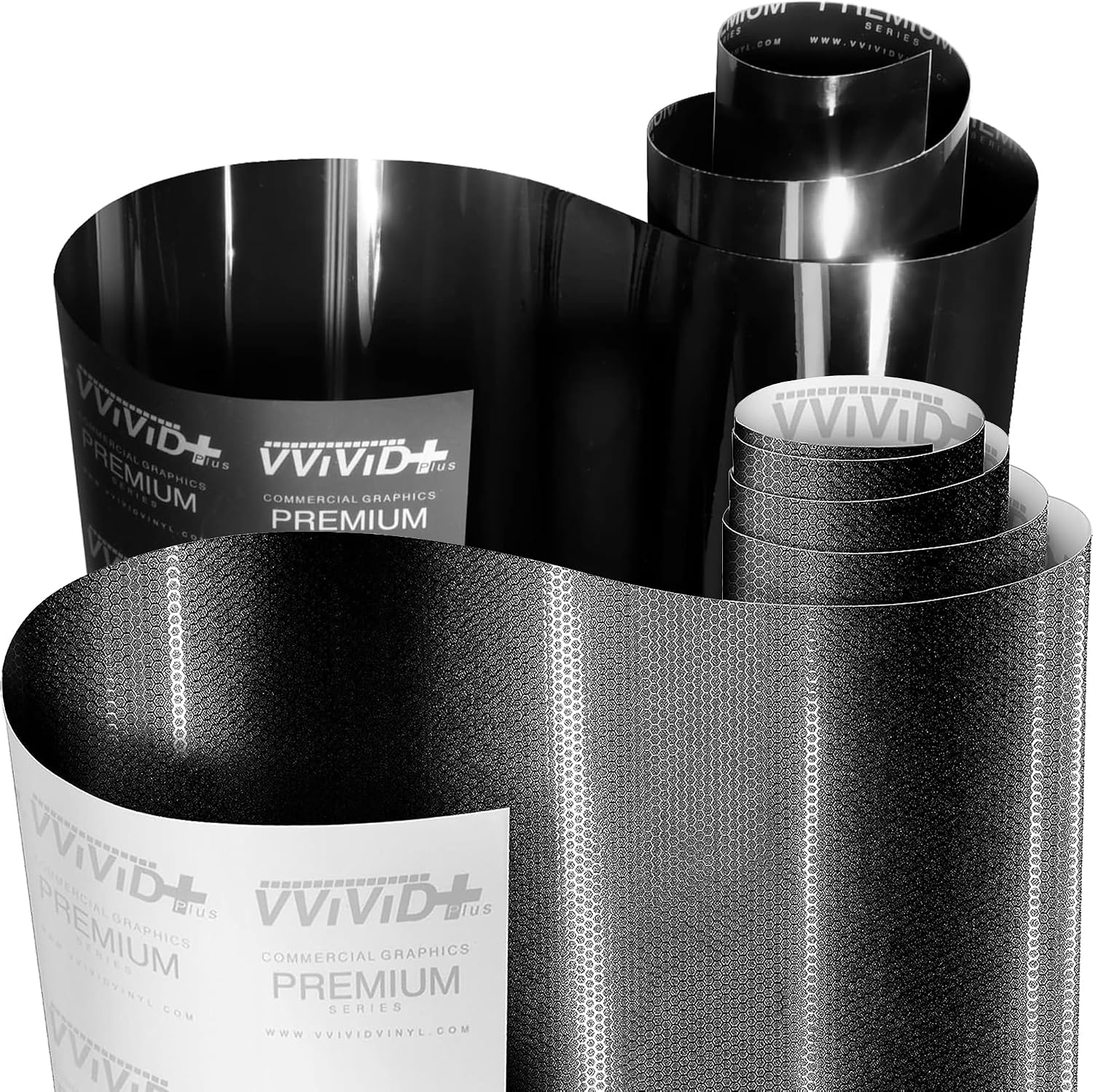 VViViD+ Honeycomb Matte Black Small Pattern + Ultra Gloss Piano Black Car Vinyl Wrap 2 Rolls (1ft x 5ft) - M0