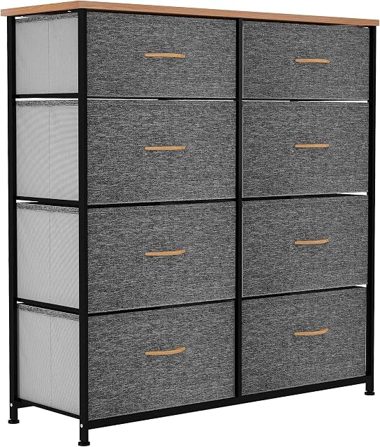 YITAHOME Chest of Drawers, Cationic Fabric 8-Drawer Storage Organizer Unit for Bedroom Living Room Closet, Sturdy Steel Frame, Easy Pull Fabric Bins & Wooden Top, Fabric Dresser