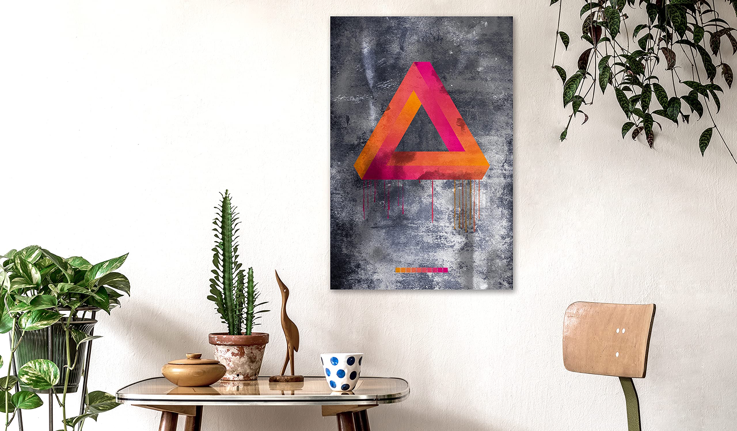 artgeist Acoustic Canvas Wall Art Print Triangle 24x35 in - 1pcs Picture with Acoustic Foam Sound Print Artwork Room Acoustics Soundproofing - Geometric Design Shape Abstract n-A-1476-b-a