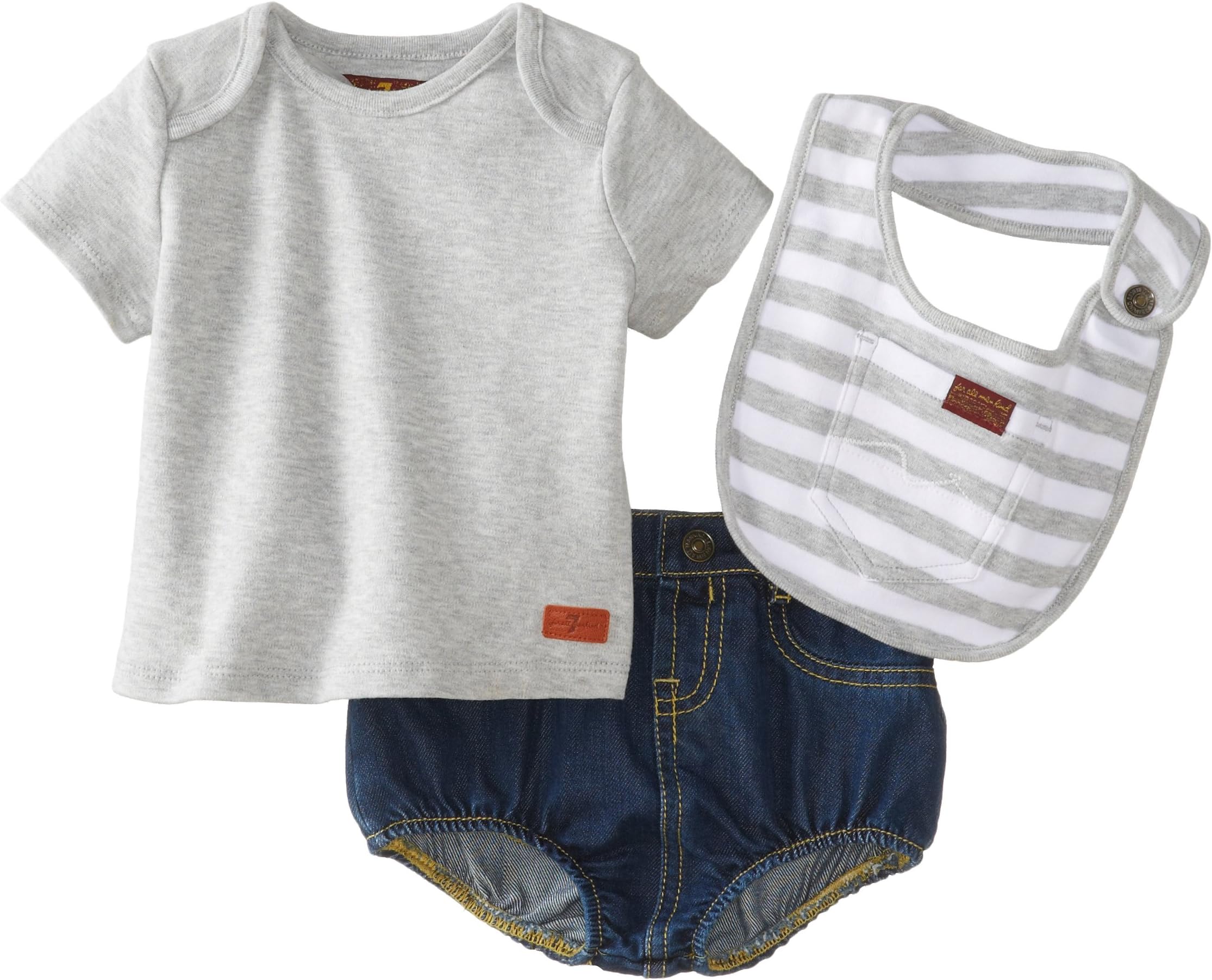 Seven for All Mankind Baby-Boys Newborn Diaper Cover with Tee and Bib