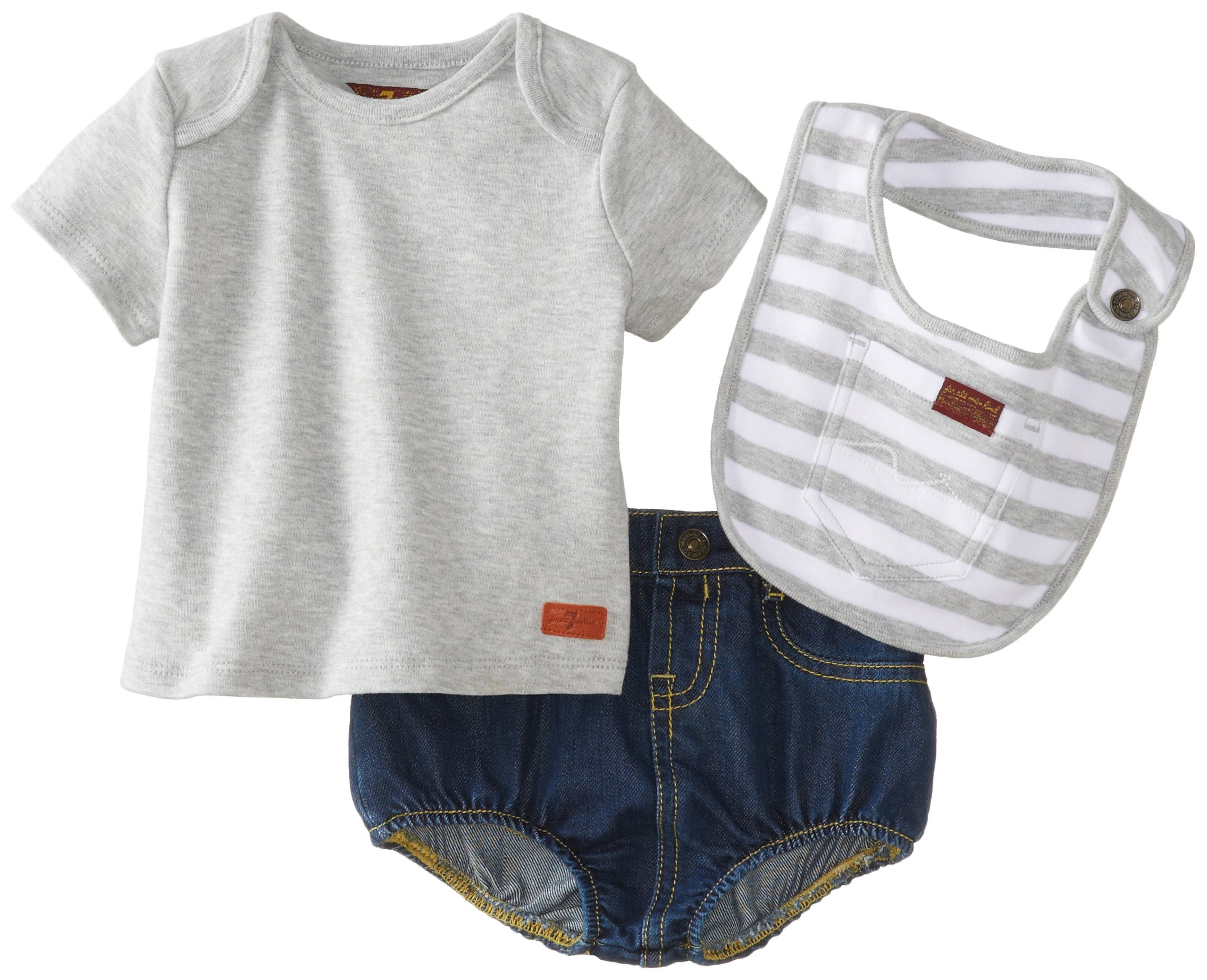 Seven for All Mankind Baby-Boys Newborn Diaper Cover with Tee and Bib