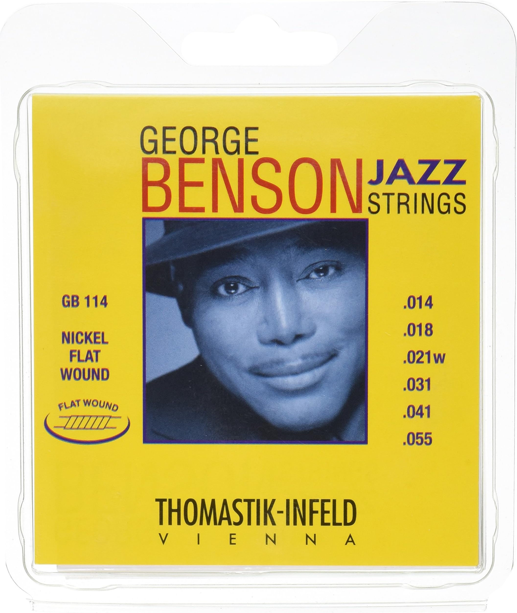 GB114 Jazz Guitar Strings: George Benson 6 String Set - Pure Nickel Flat Wounds E, B, G, D, A, E Set