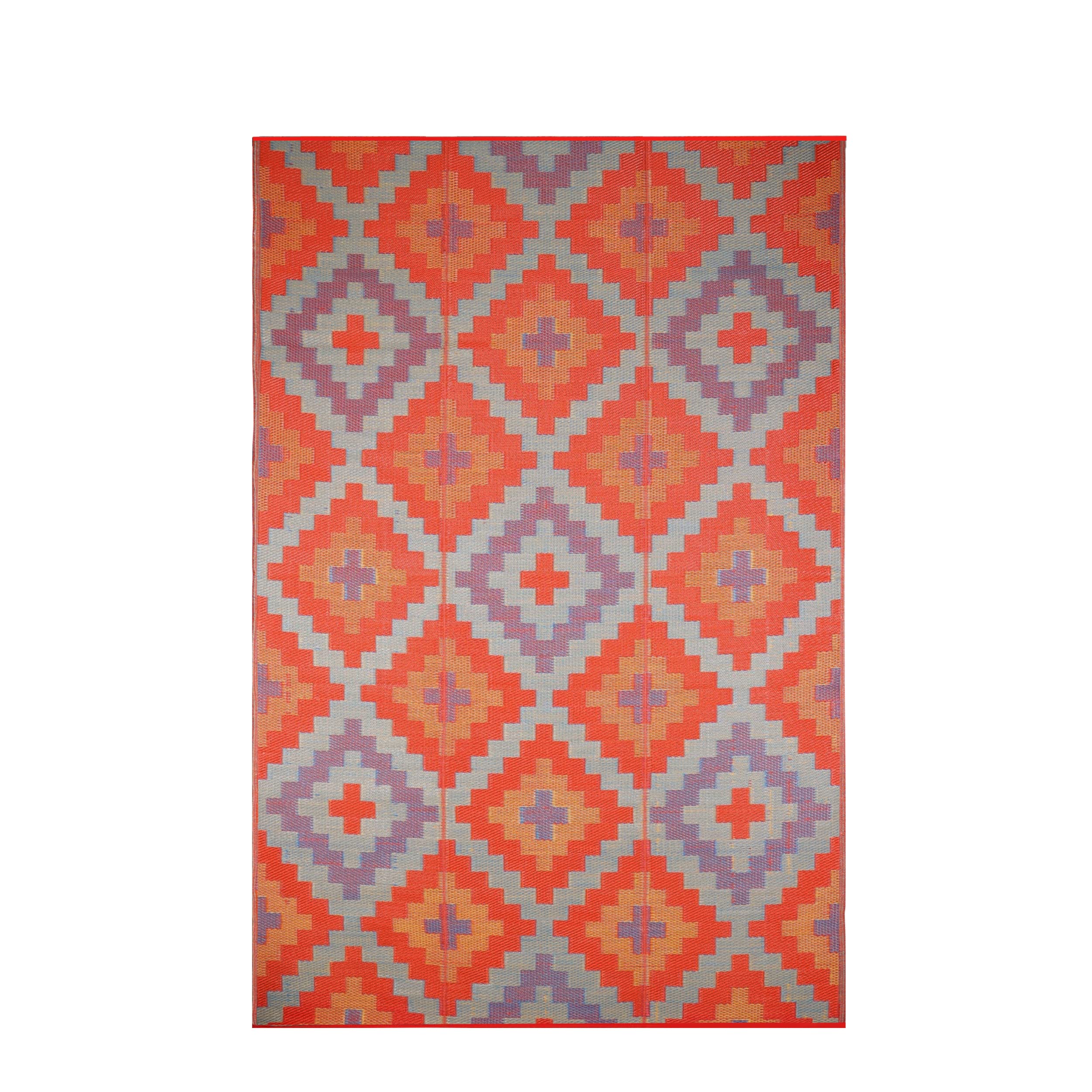 Sapana Carpet-Mats Chatai Mats For Home Multipurpose, Foldable, Reversible Plastic Chatai Rectangular Floor Mat For Sleeping Indoor/Outdoor Use Kilim-04 Orange 6 X 9 (Orange, L 270 Cm X W 180 Cm)-image-22