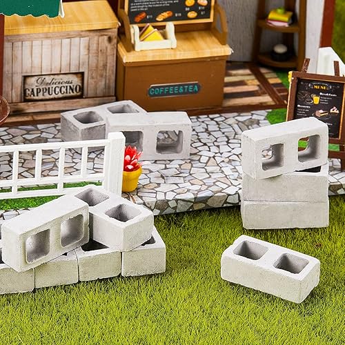 Miniatura 5 de Deekin 24 piezas de minibloques de cemento a escala 112, bloques de cemento en miniatura para construcción de cemento pequeño para ladrillos