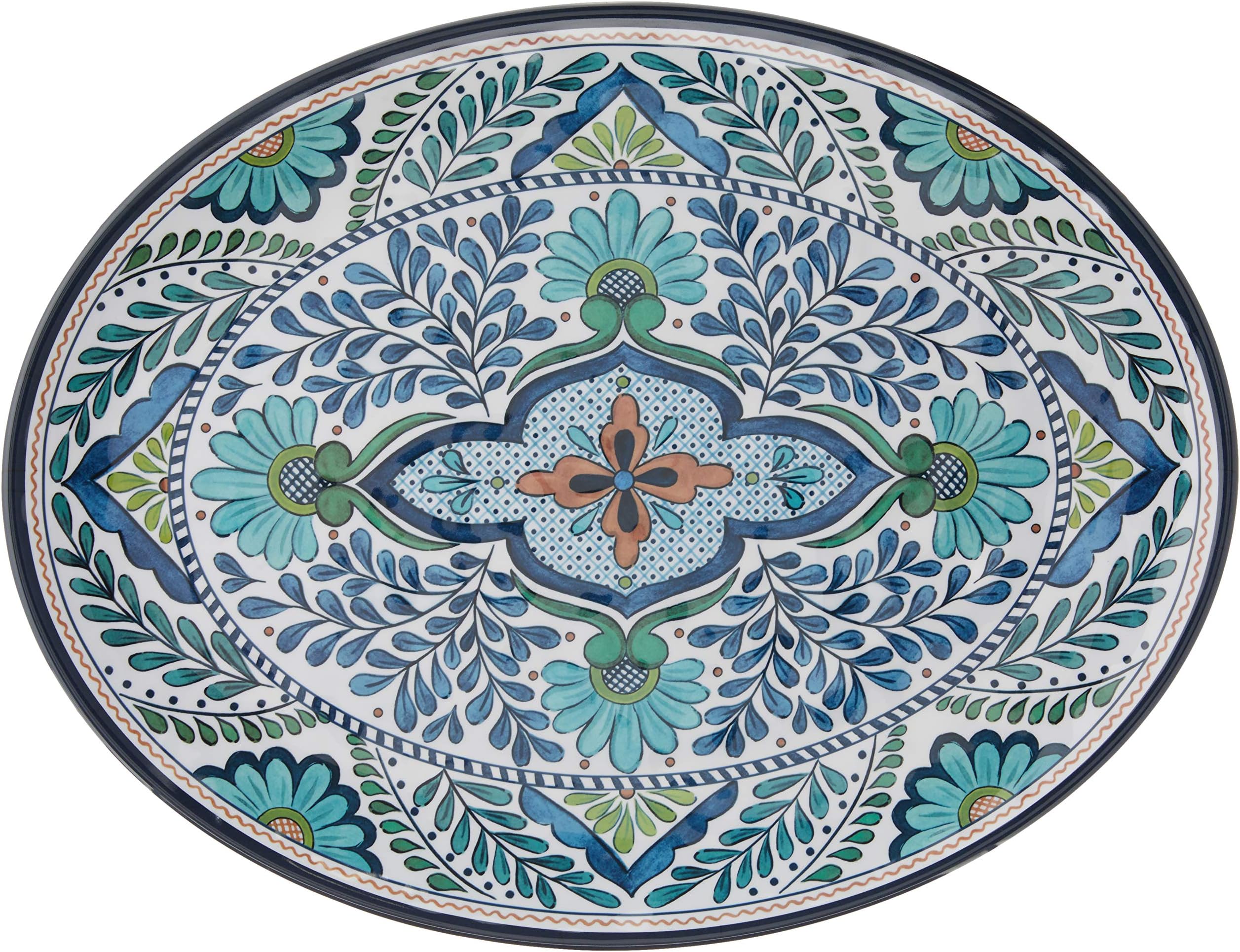 Talavera Melamine 18" x 13.5" Oval Platter, Multicolor