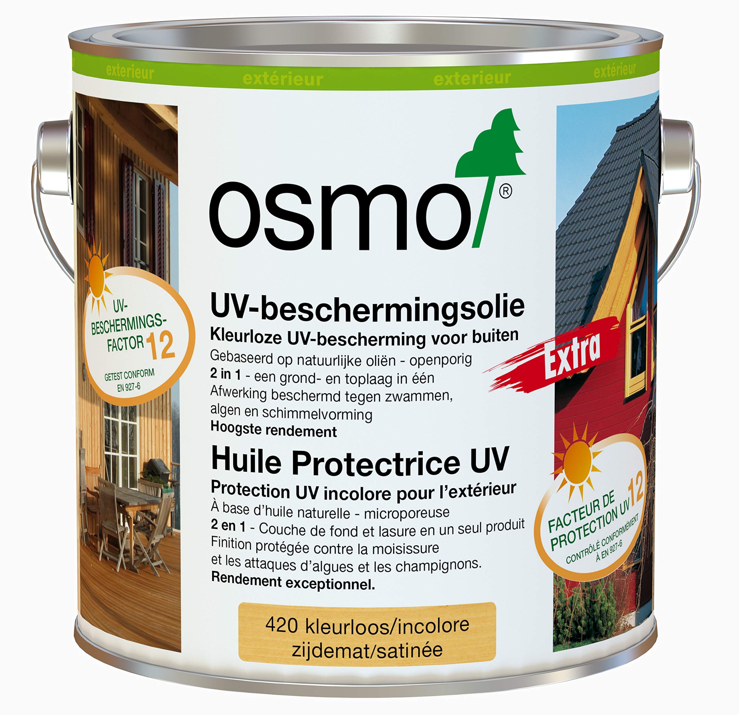 Osmo UV-Beschermingsolie 420, Kleurloos 2,5 liter 420, Kleurloos Beschermt verticaal hout tegen Uv-straling