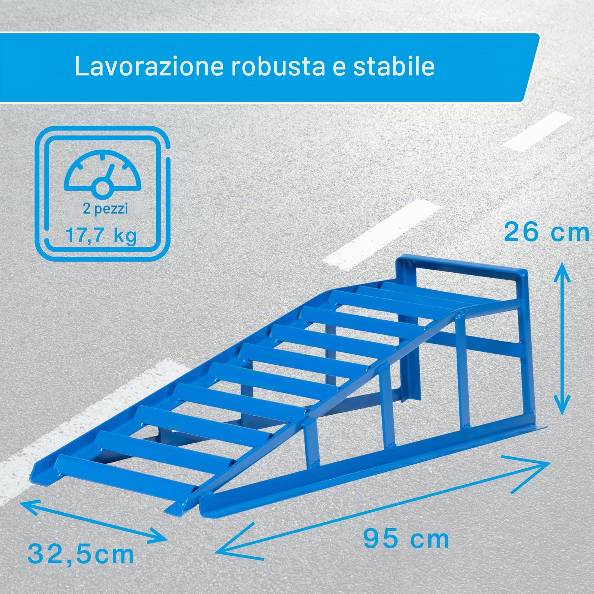 Cartrend 50156 Set Rampe di Salita per pneumatici fino a 225 mm di larghezza