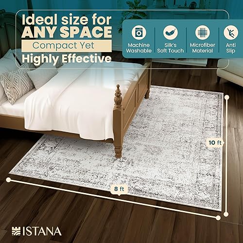 Miniatura 2 de Alfombra bohemia plegable de 8 x 10 pies para sala de estar, 8 x 10, resistente a las manchas, moderna, de 8 x 10, para sala de estar, 8 x 10,