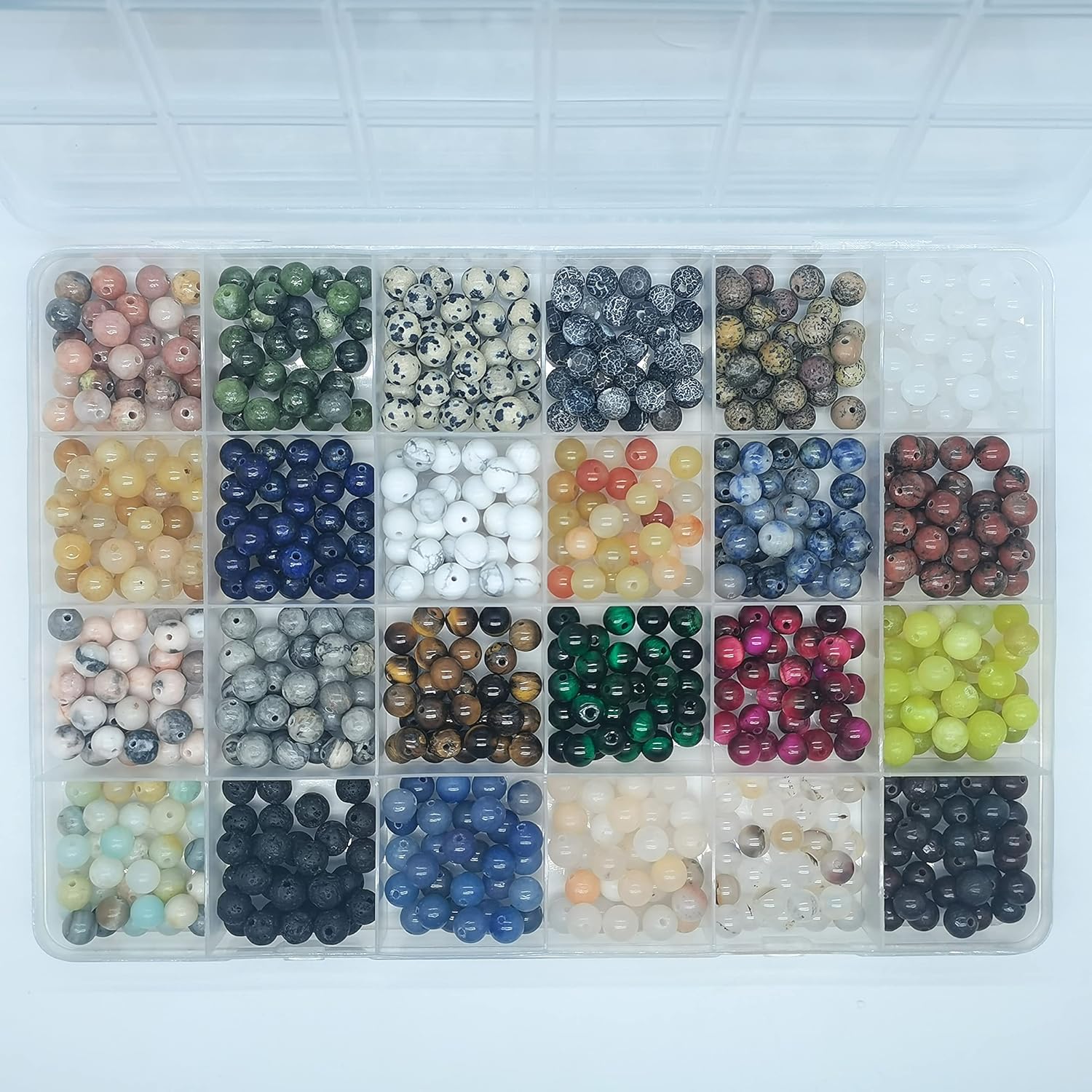 Maonewque 720pcs 6mm Natural Round Stone Beads Gemstone Beading Hole Size 1mm Crystal Energy Stone Healing for Bracelet Necklace Earrings Jewelry Making(24 Colors-3,6mm) - Image 7