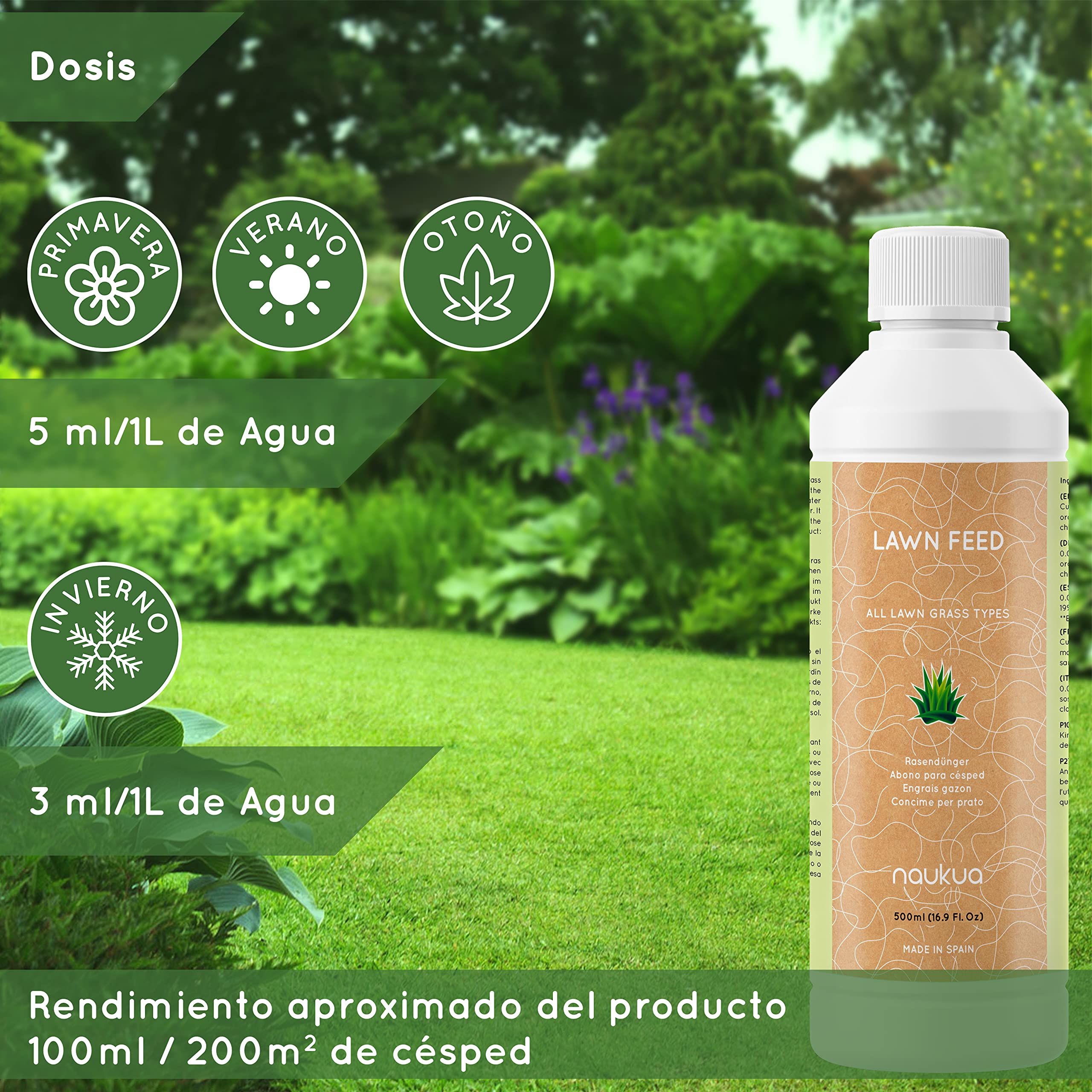 Abono Fertilizante Césped - Invierno/Primavera - Rendimiento 1000m2 superficie - Césped más Verde, Sano y Resistente – Ayuda a tu césped en situaciones de estrés, enfermedad o carencia de nutrientes