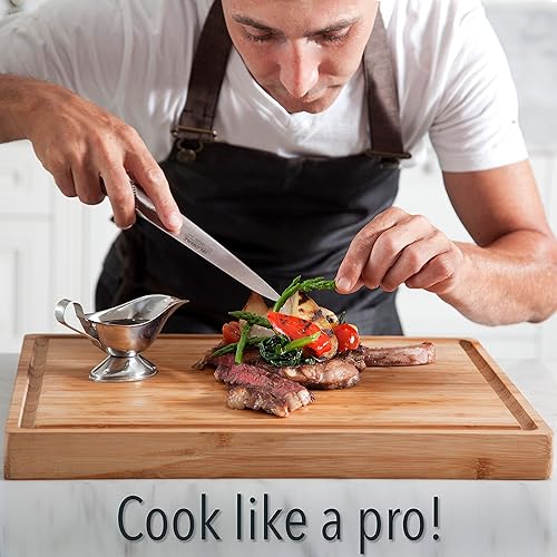 Miniatura 2 de Butcher Block - Tabla de cortar de bambú orgánico con ranura para jugos - 17 x 13 x 1.5 pulgadas - Tabla de cortar de bloque de carnicero - Calidad