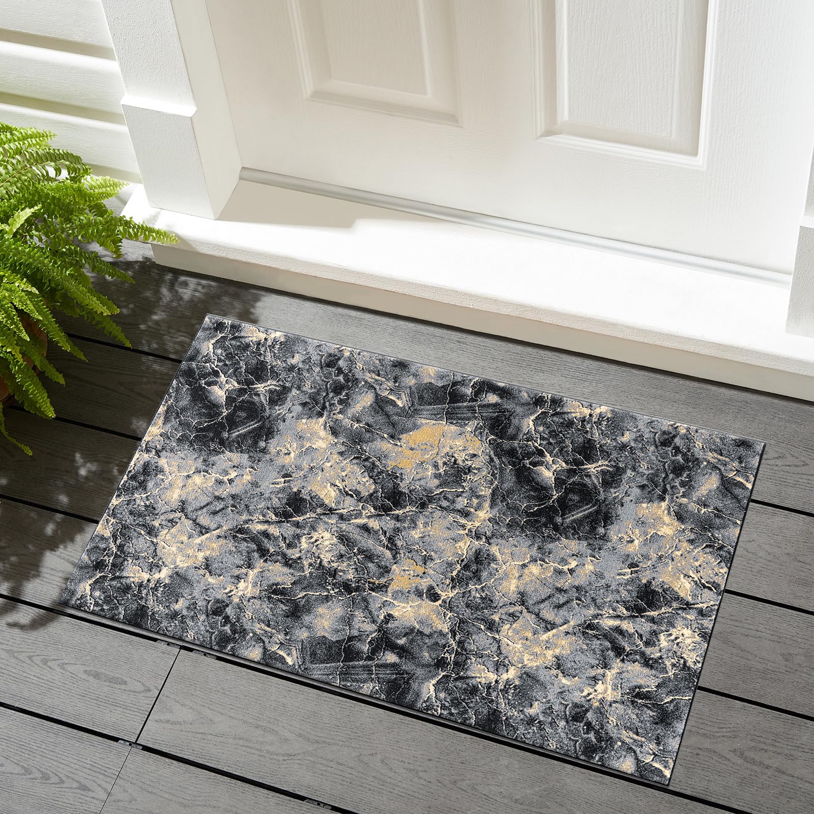 renoazul® Carpet Runners for Hallways Non-Slip Long & Wide Heavy-Duty Plain | 80 x 300 cm Super Absorbent Indoor Stair Carpet and Kitchen Anti-slip Floor Mats - Greeky Rug - Grey & Black — view 147