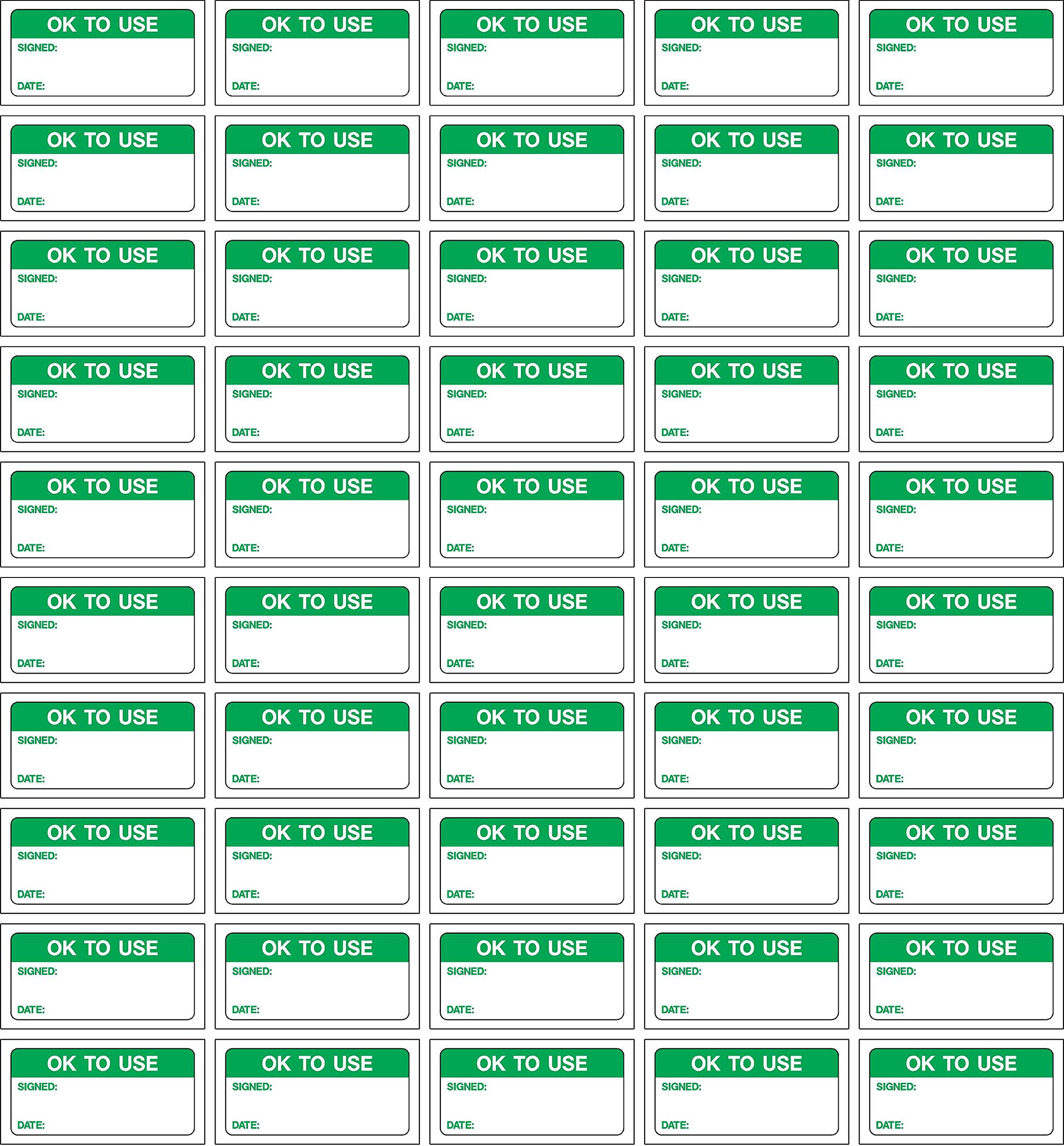 Quality control labels ok to use, signed and date - 50 Stickers 40mm x 20mm