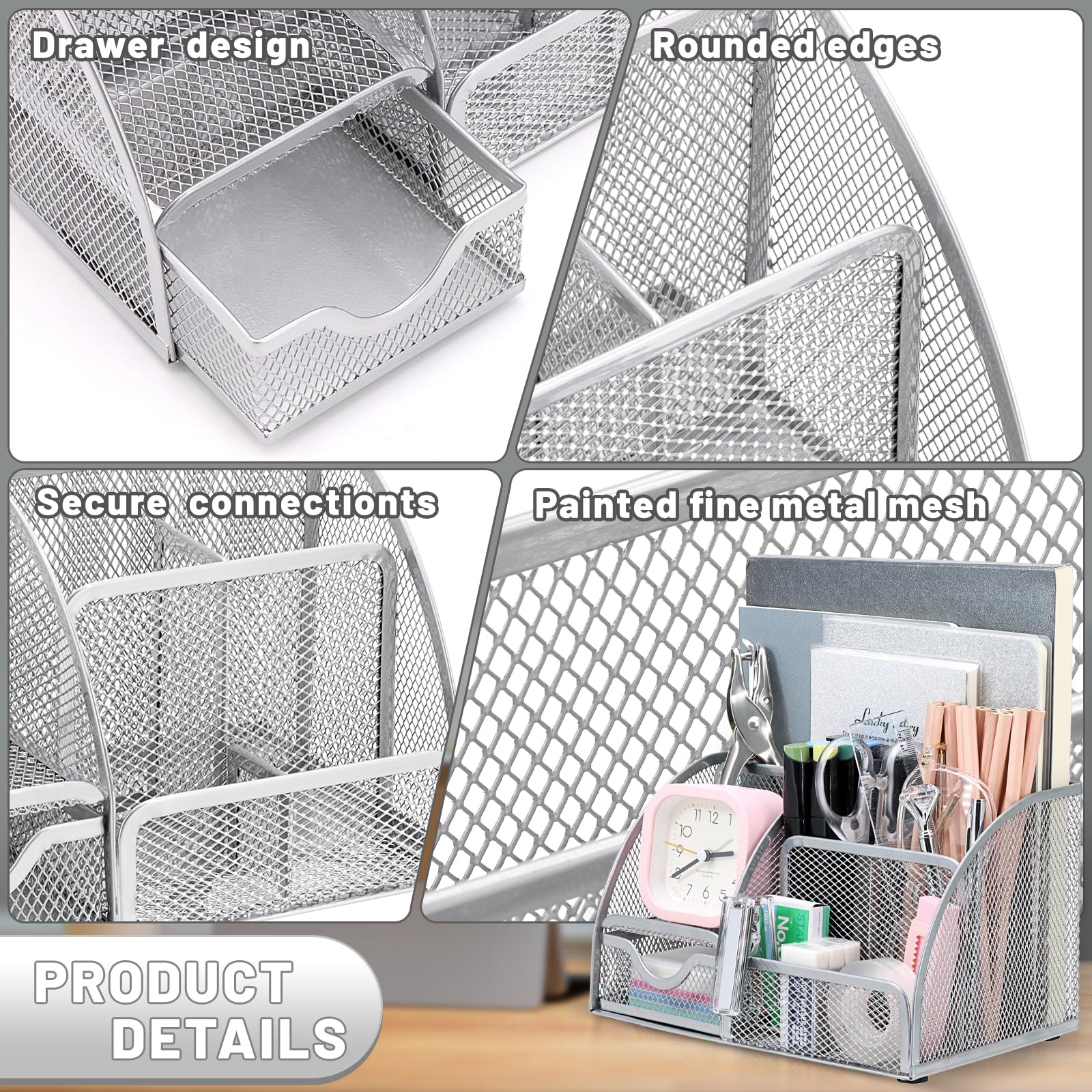 13-in-1-Schreibtisch-Organizer-Set für den Schulanfang | Organizer-Set mit Hefter und Klebebandspender, Stifthalter, Schere, Lineal, Locher, 2 Stifte und mehr Schreibtischzubehör