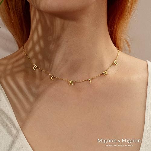 Miniatura 6 de MignonandMignon Personalized Your Name Necklaces for Mom Women Multiple Initial Sideways Charm Custom Jewelry Minimalist Friendship Gift -RIN