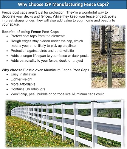 Miniatura 7 de Tapones de plástico negro de 5 pulgadas para postes de valla de vinilo estilo clásico de Nueva Inglaterra, tapa de poste de 5 x 5 pulgadas para