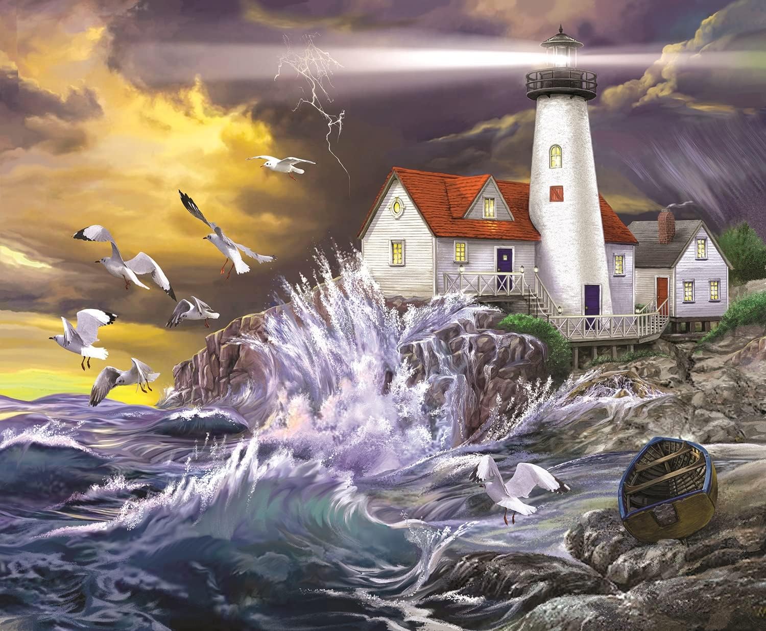 SUNSOUT INC - Stormy Coast - 1000 pc Jigsaw Puzzle by Artist: Bigelow Illustrations - Finished Size 23" x 28" - MPN# 31926