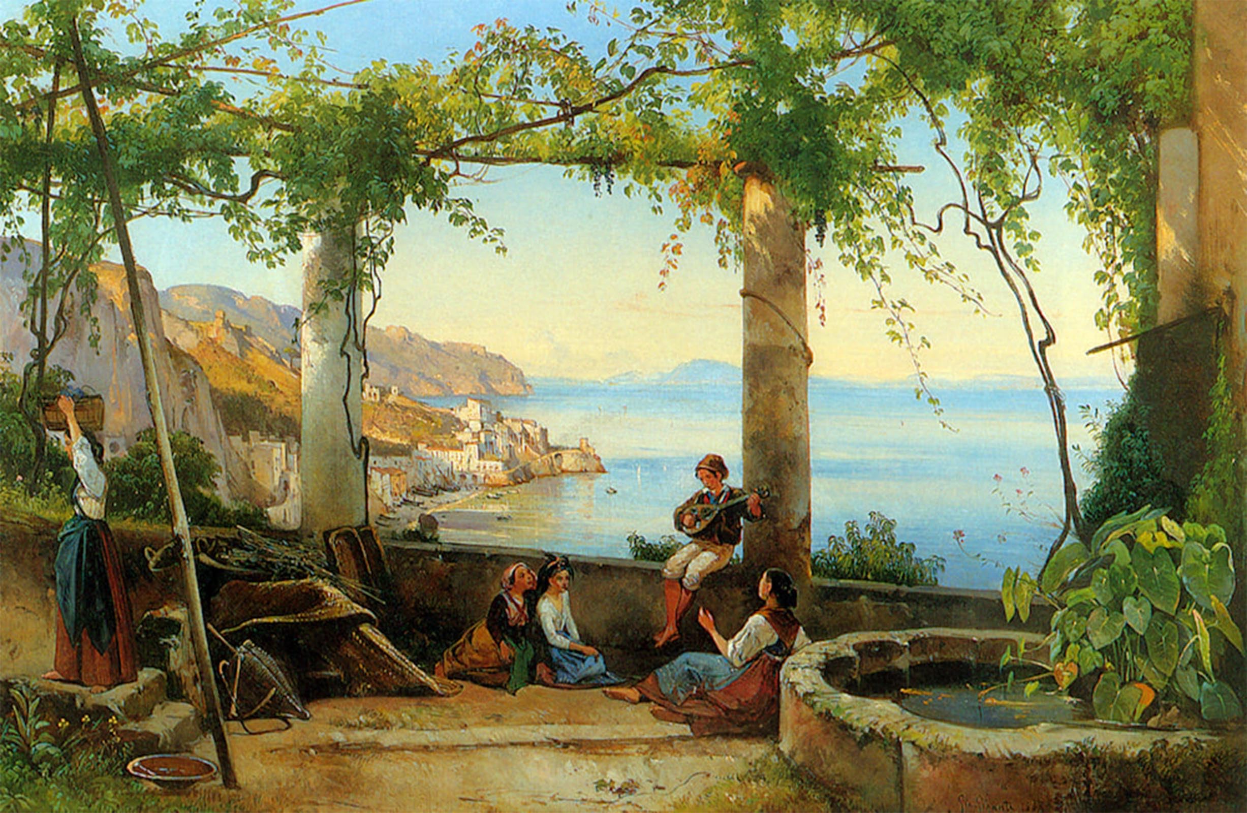 ARTXLXXBN Famous Painting Art Wall Decor Abstract Art Picture Sorrento by Giacinto Gigante Animal Pictures for Home Decor 60x90cm