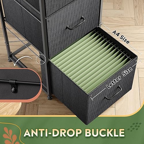 Miniatura 4 de DEVAISE Archivador de 4 cajones, gabinete de almacenamiento de tela para oficina en casa, archivador vertical para carpetas tamaño A4carta, color