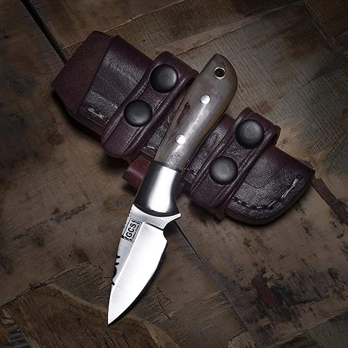 Miniatura 8 de GCS Hecho a mano D2 Tool Cuchillo táctico de acero Cuchillo de caza Cuchillo de campamento con funda de cuero Hoja de espiga completa diseñada para