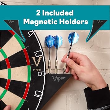 Viper Slash المسابقة الرسمية Bristle Steel Tip Dartboard ، WDF معتمدة بأسلاك معدنية فائقة الرقة خالية من التيلة ، شفاء ذاتي من الدرجة المهنية من السيزال الأفريقي ، حاملات السهام المغناطيسية