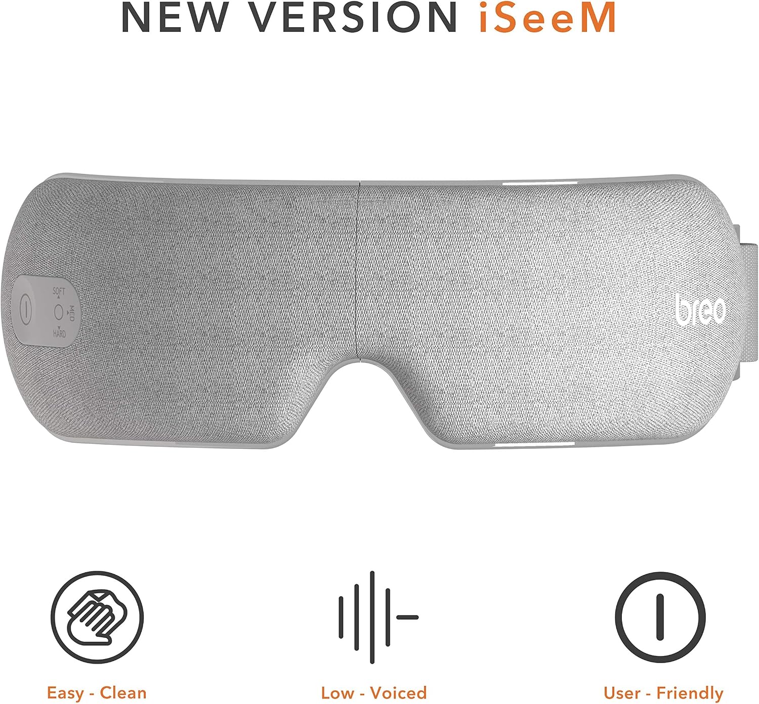 Top view of Breo iSeeM Eye Massager highlighting features