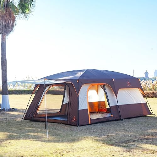 Miniatura 9 de KTT Extra Large Tent 10-12-14 Person(Style-B),Family Cabin Tents,2 Rooms,3 Doors and 3 Windows with Mesh,Straight Wall,Waterproof,Double Layer,Big