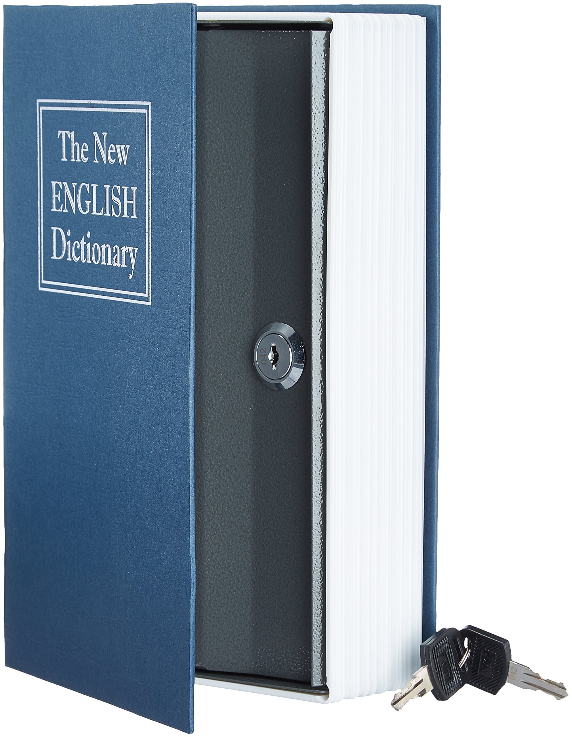 Amazon Basics Book Safe- Key Lock- Large, Blue