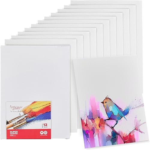Miniatura 58 de Artlicious Lienzos para pintar – Paquete de 12,8 x 10 pulgadas en blanco – Paneles artísticos 100% algodón para pintura al óleo, acrílica y acuarela