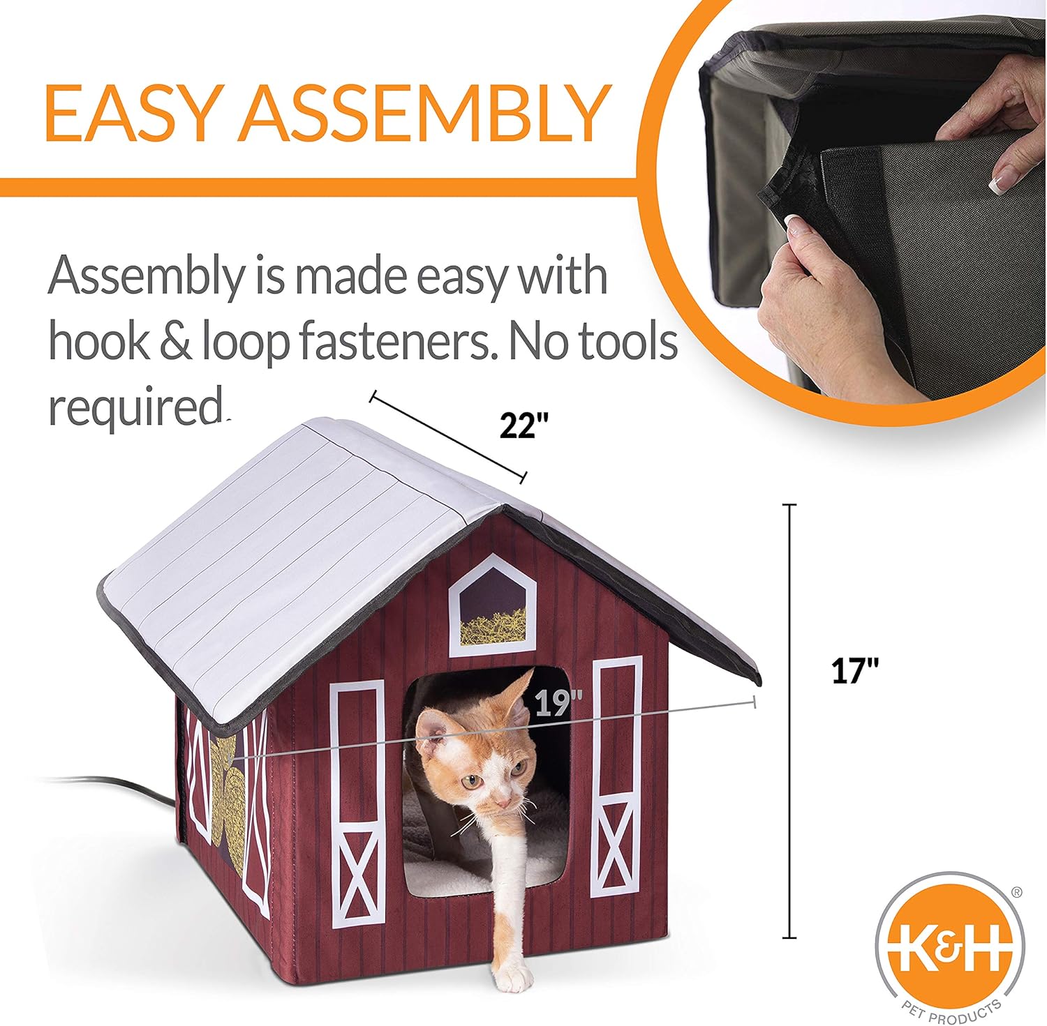 K&H Pet Products Original Outdoor Heated Kitty House Cat Shelter 19 X 22 X 17 Inches Barn Design + Thermo-Kitty Café Outdoor Heated Cat Bowl