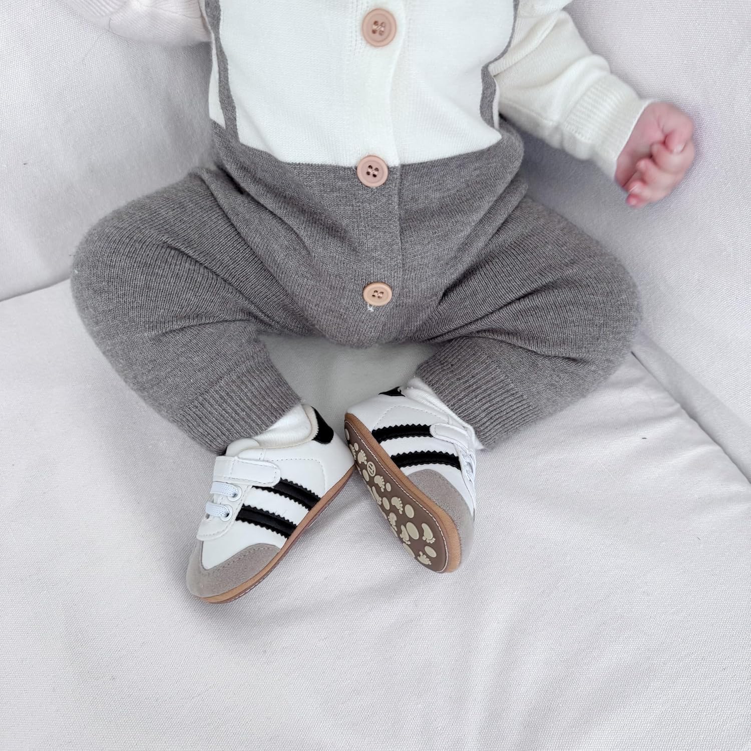 TsQiiane Newbron Baby Boys Girls Retro Sneakers Pu Leather Rubber Sole Walking Shoes Toddler Non-Slip First Walkers Infant Slippers Crib Shoes - Image 2