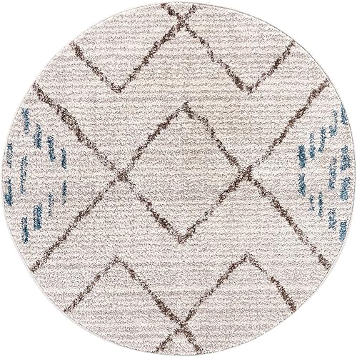 Vista 25 de Unique Loom Aramis Collection - Alfombra Kavi (2 pies x 6 pies 1 pulgada, marfil/azul)