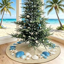 Burlap Fall Christmas Tree Skirt, 48 Large Jute Linen Tree Decorations