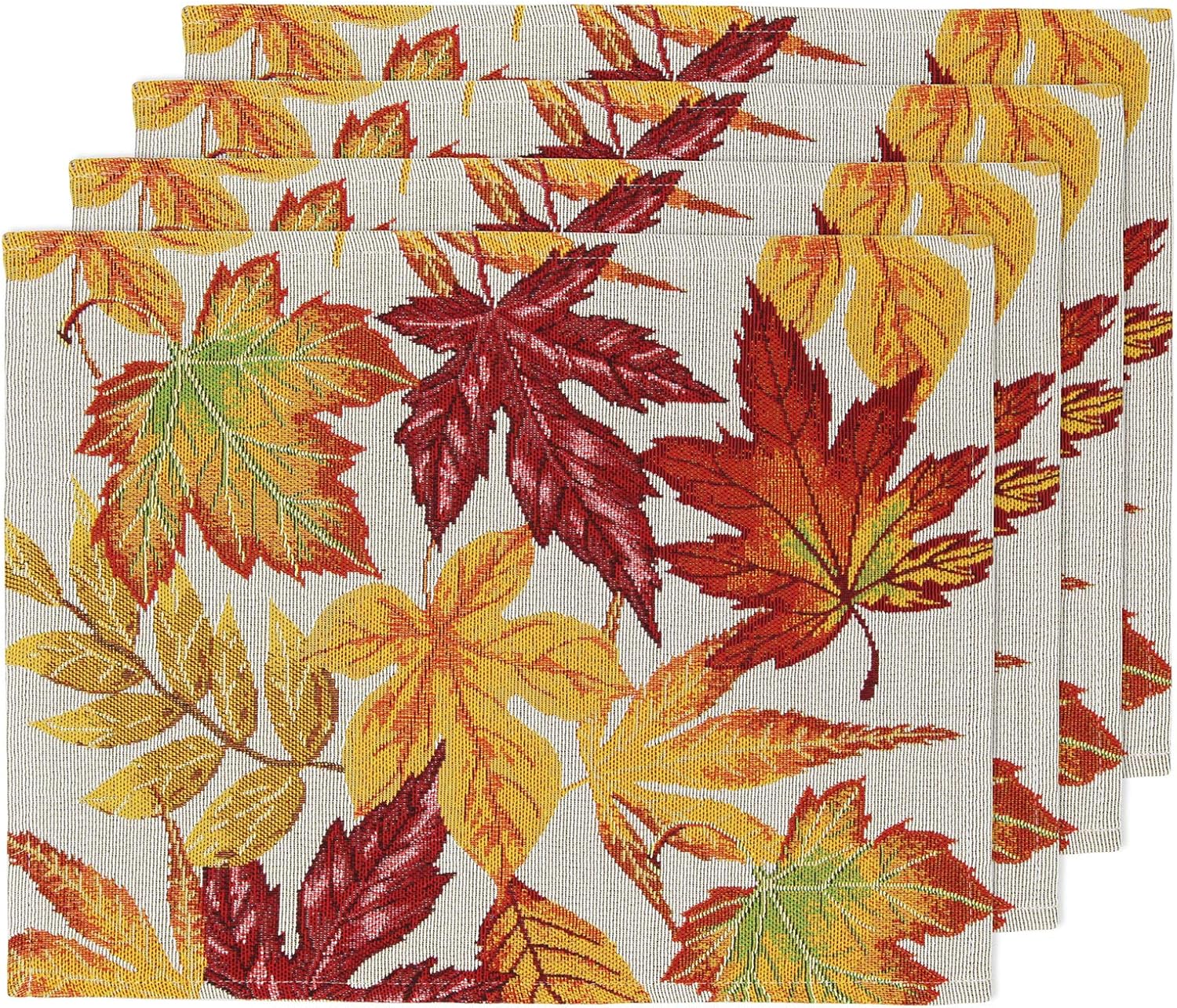 Feuille Fall Placemats Set of 4 Woven Placemats for