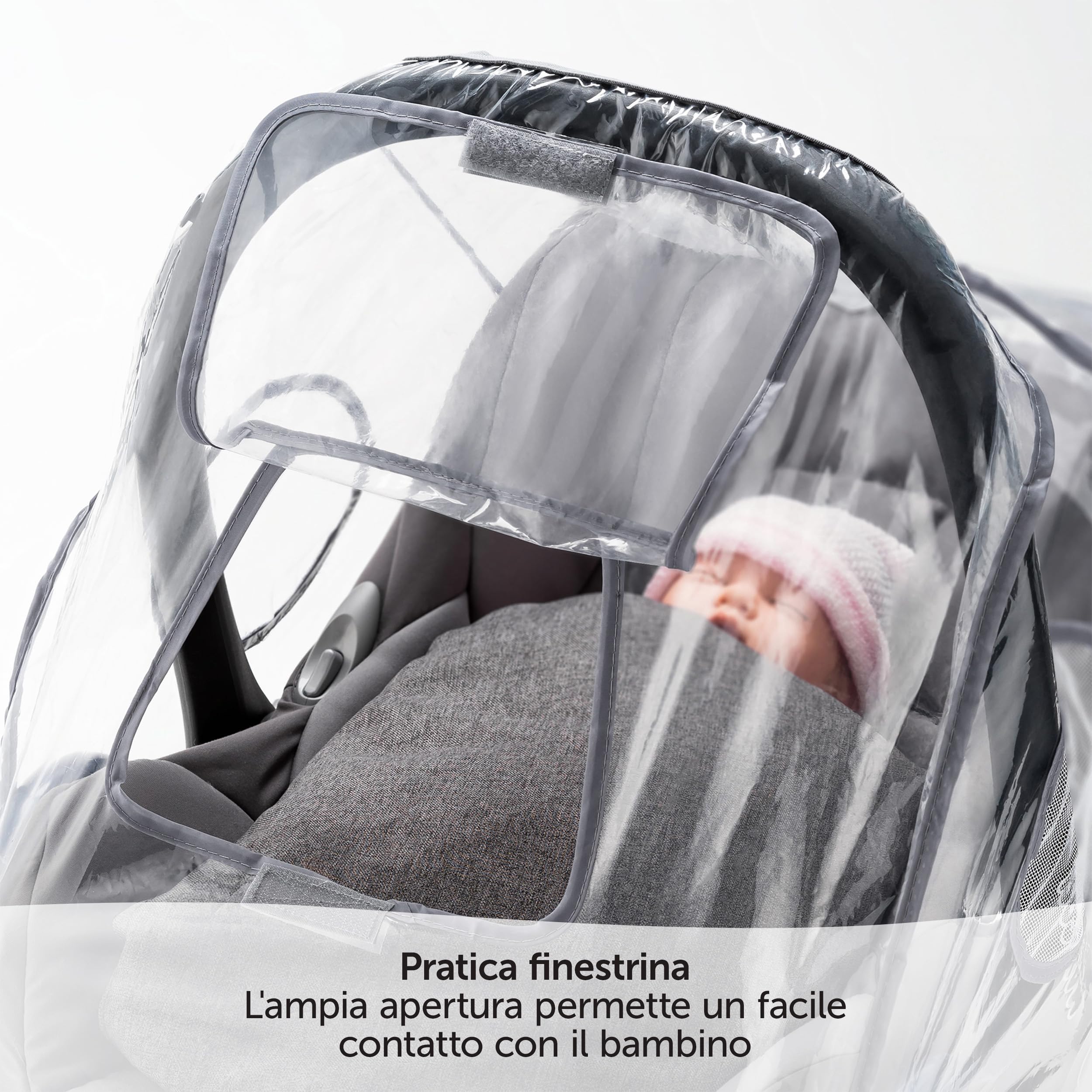 Zamboo Parapioggia Ovetto Universale per Seggiolino Auto, Buona Circolazione dell'Aria, Finestra di Contatto, Apertura Maniglia e senza PVC
