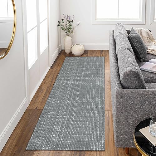 Alfombra de pasillo de 2 x 8 pies, alfombra de baño tejida de algodón bohemio, reversible, tejida, lavable, para interiores y exteriores, alfombra