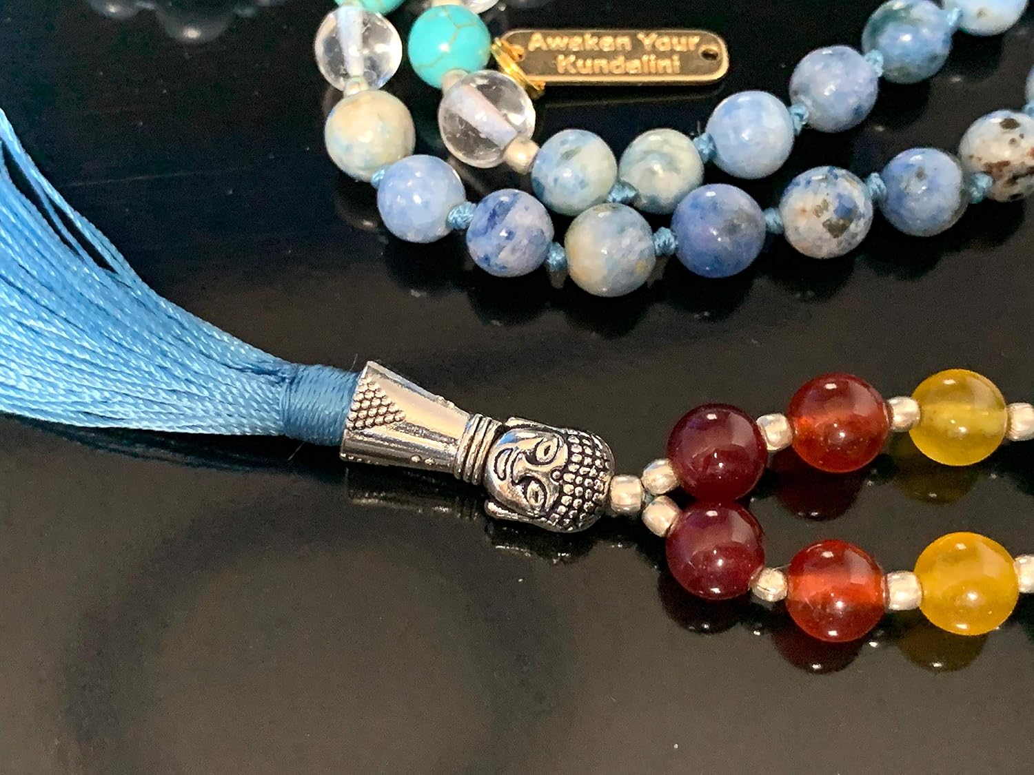 Sodalite 7 Chakra Mala Necklace – 8mm Hand-Knotted 108 Beads - Image 5