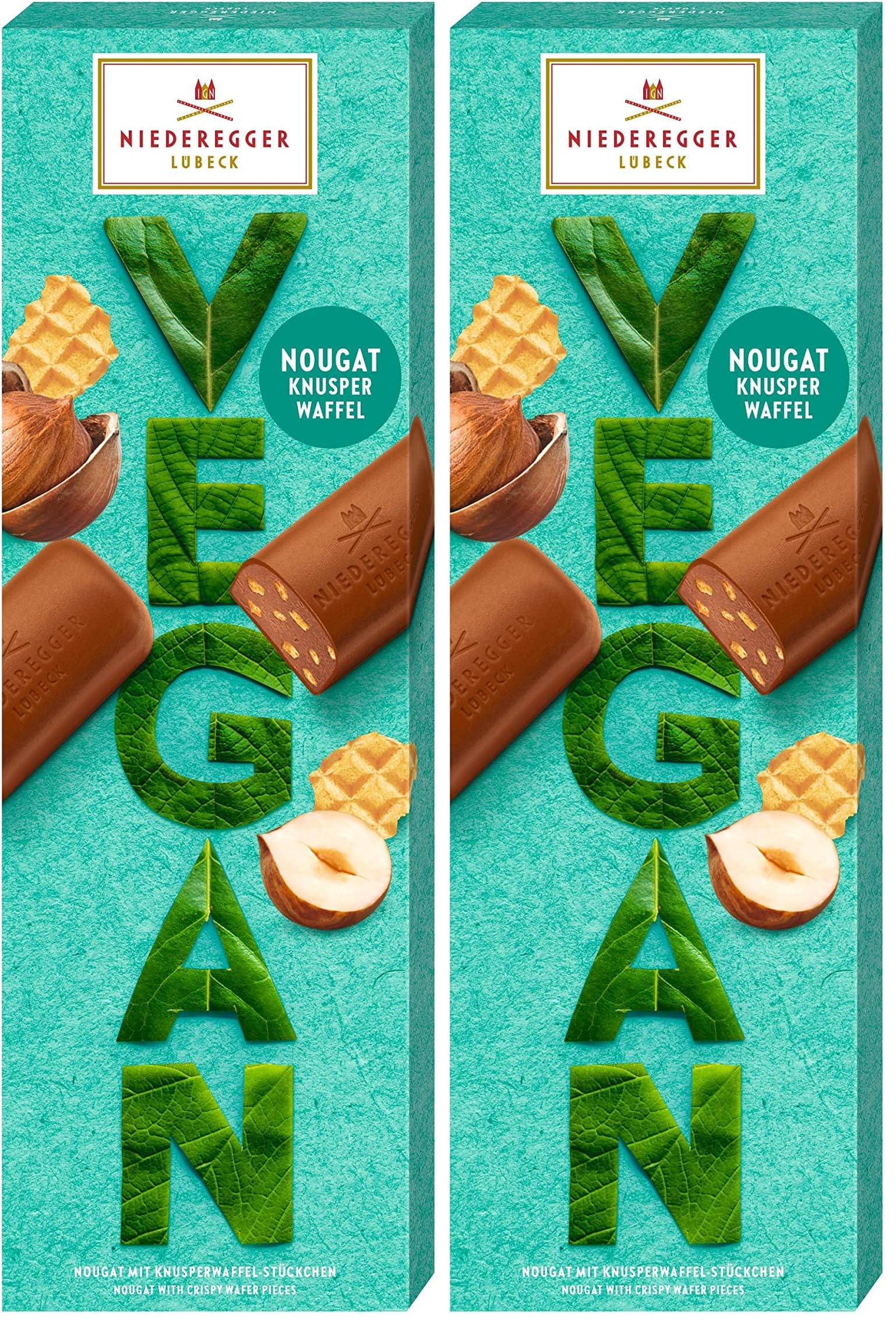 Niederegger Nougat Knusperwaffel VEGAN 100g (Packung mit 2)