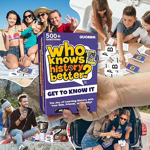 Miniatura 7 de QUOKKA Historia Trivia Juego familiar - Juego de mesa de cartas para niños de 8 a 12 años y adultos - Preguntas educativas  Fácil de aprender  Ritmo