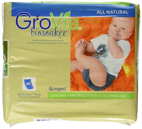 GroVia BioSoaker - Almohadilla desechable para pañales de tela - para padres naturales - Insertos adhesivos seguros de un tamaño ecológico - 50
