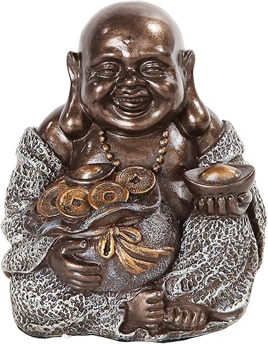 Miniatura 1 de PTC Figura de estatua de resina de budismo de 4 pulgadas con diseño de Buda feliz