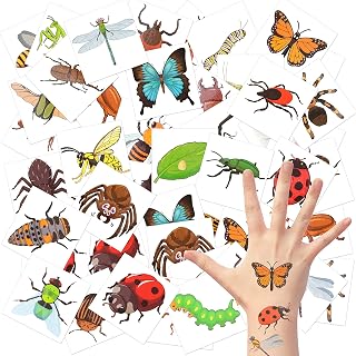 MALLMALL6 24 Sheets Insect Temporary Tattoo for Kids 2 Inch Bug Nature Non-Toxic Tats with Butterfly Bee Dragonfly Ladybug, Waterproof Body Tattoos Sticker Art Decal Gift Bag Fillers Party Favor