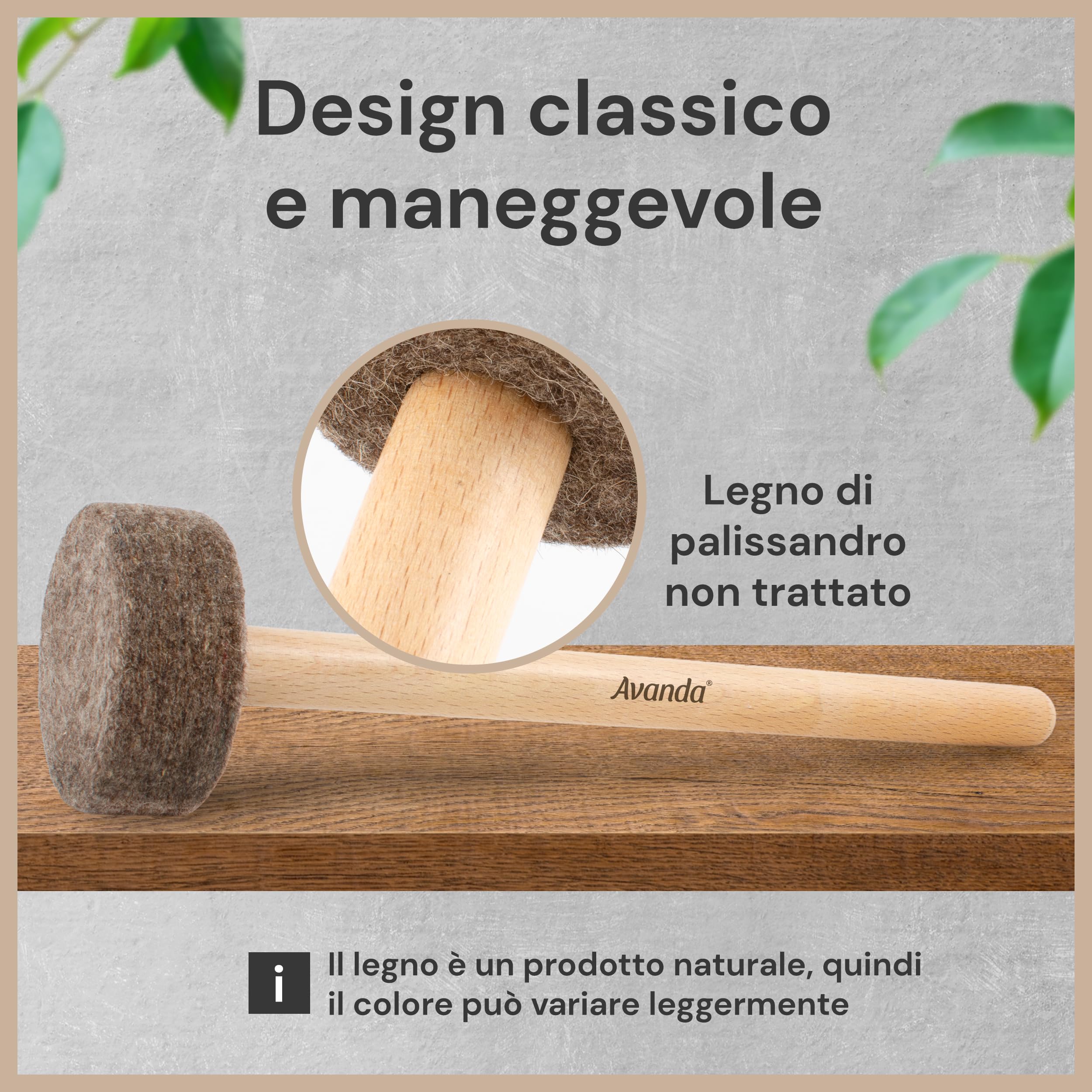 Mazza Per Ciotole E Gong Avanda - Testa In Feltro Ø5cm, Manico In Palissandro 32cm - Foto 6